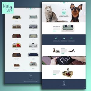 MiniPaws - Site internet WooCommerce par BeeCom - Lits pour chats et chiens sur mesure